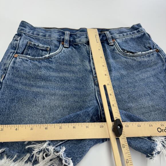 BLANKNYC Shorts Womens 26 Blue High Rise The Perry Mom Short Distressed Denim - Picture 8 of 9